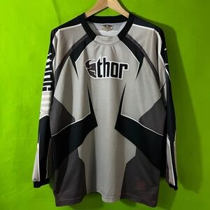 XL Thor Phase Long Sleeve Motocross Jersey Men Grey Black Graphic Print